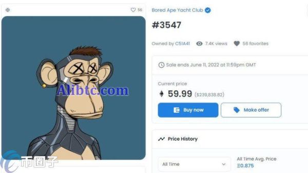 乌龙指事件作祟！30万美元无聊猿NFT以3千美元售出