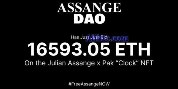 AssangeDAO标得艺术家Pak Clock NFT！金额高达16593ETH