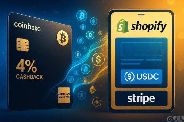 Coinbase、Amex 推出 4% BTC 信用卡，Stripe、USDC 加入 Shopify