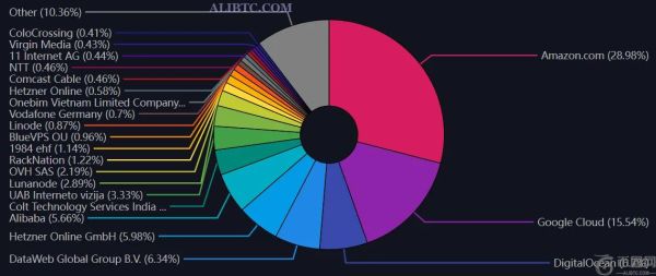 亚马逊和谷歌现在为45%的比特币闪电网络节点提供支持