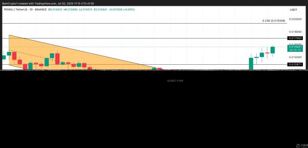 PENGU币价格上涨 50%，多头在突破后占据主导地位