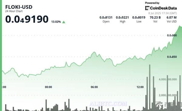 FLOKI币交易量暴涨12%，可能预示着看涨势头