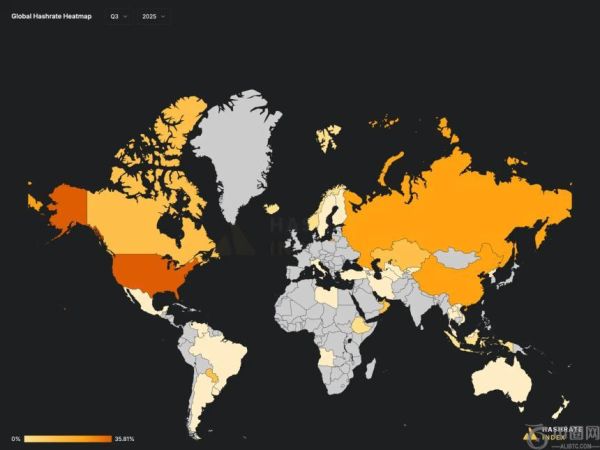 美国保持比特币原始算力领先地位，俄罗斯与中国实现显著增长