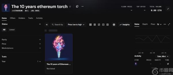 以太坊推出十周年纪念NFT“数字火炬”庆祝其里程碑