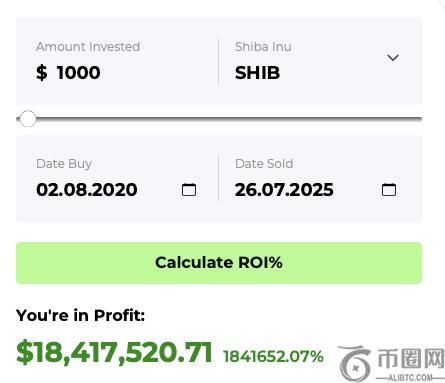 柴犬币五年内将1000美元投资暴涨至1800万美元