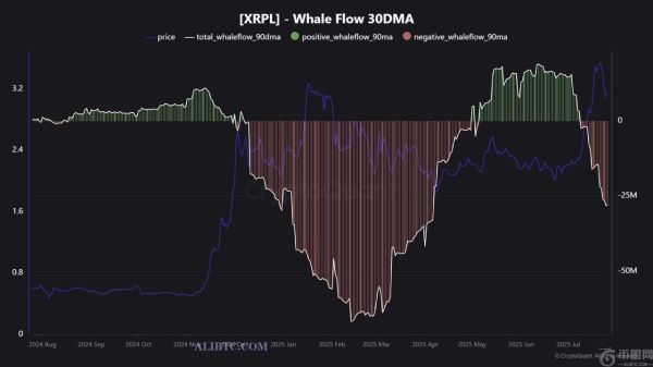 瑞波币XRP鲸鱼流出反映价格担忧