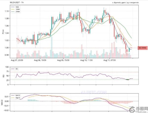 由于 RSI 和 MACD 信号减弱，WLD币价格下跌