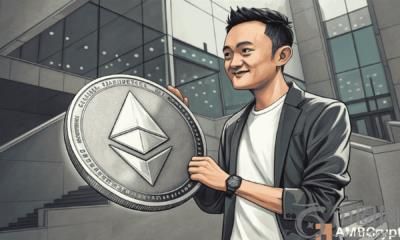 孙宇晨质押价值 1.54 亿美元的以太坊——目前持有的 ETH 数量超过 TRX。